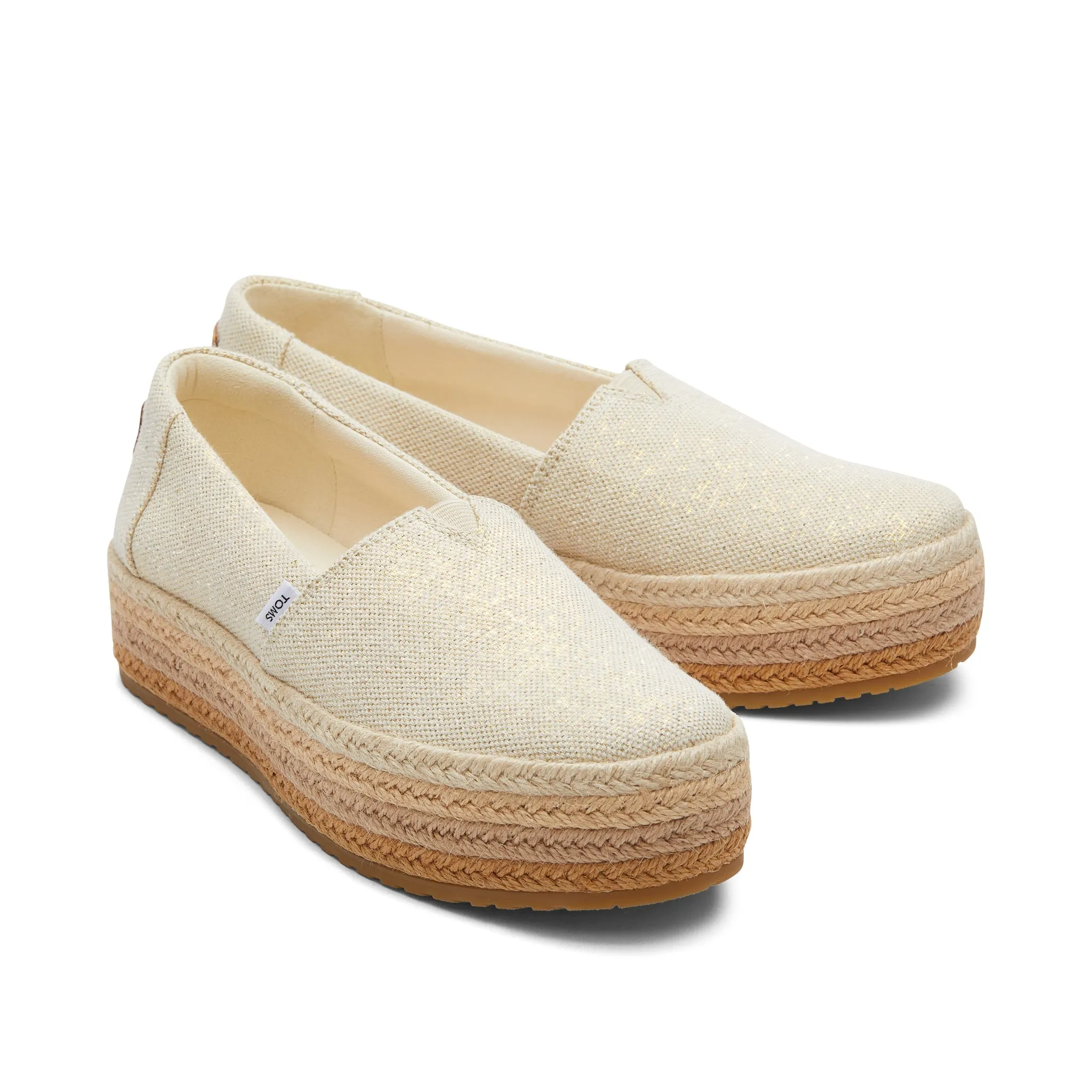 Valencia Metallisch Leinen Plateau-Espadrille
