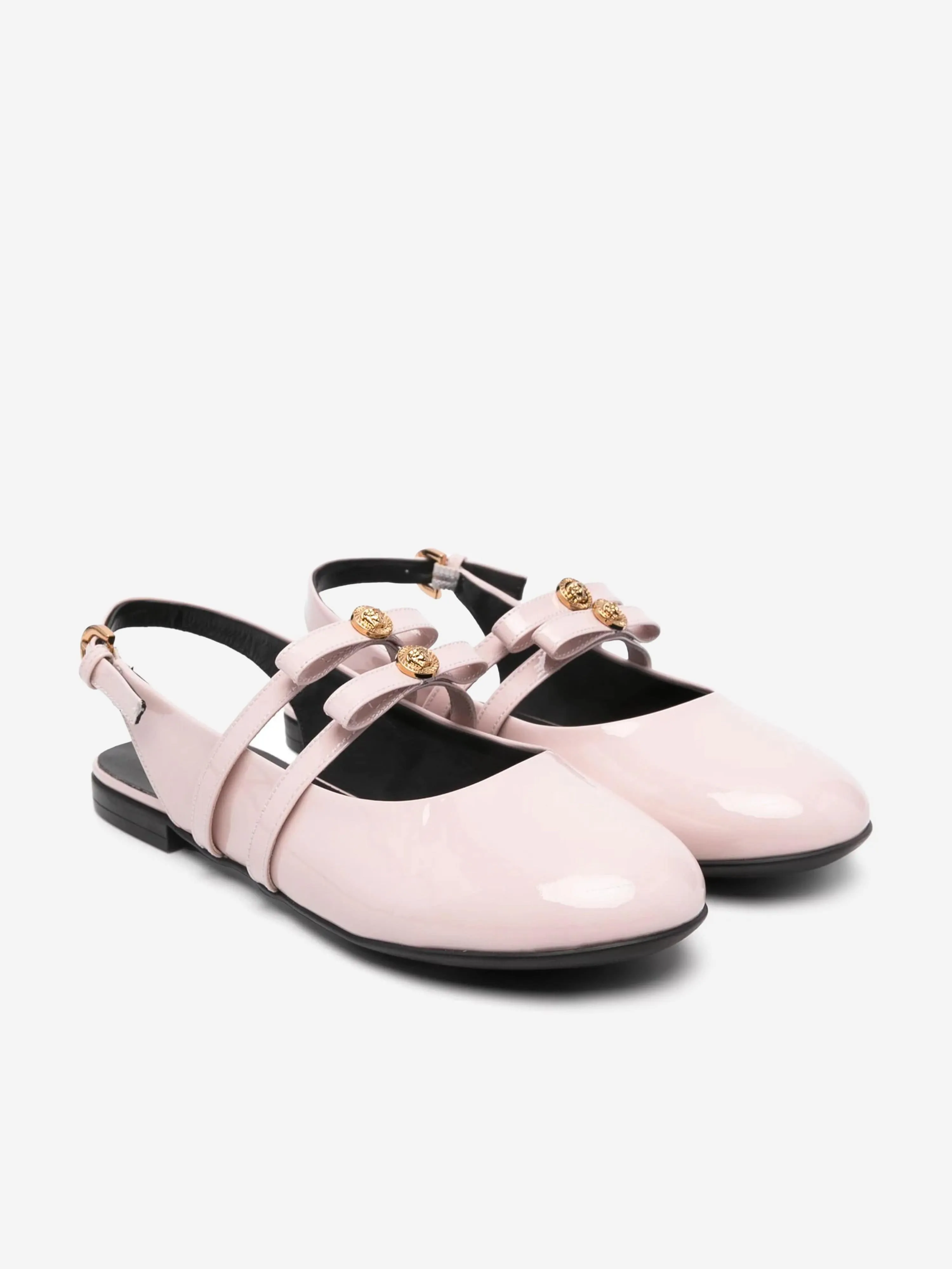 Versace Mädchen Leder Flache Sandalen in Rosa