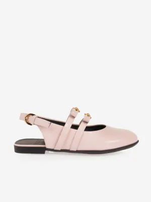 Versace Mädchen Leder Flache Sandalen in Rosa