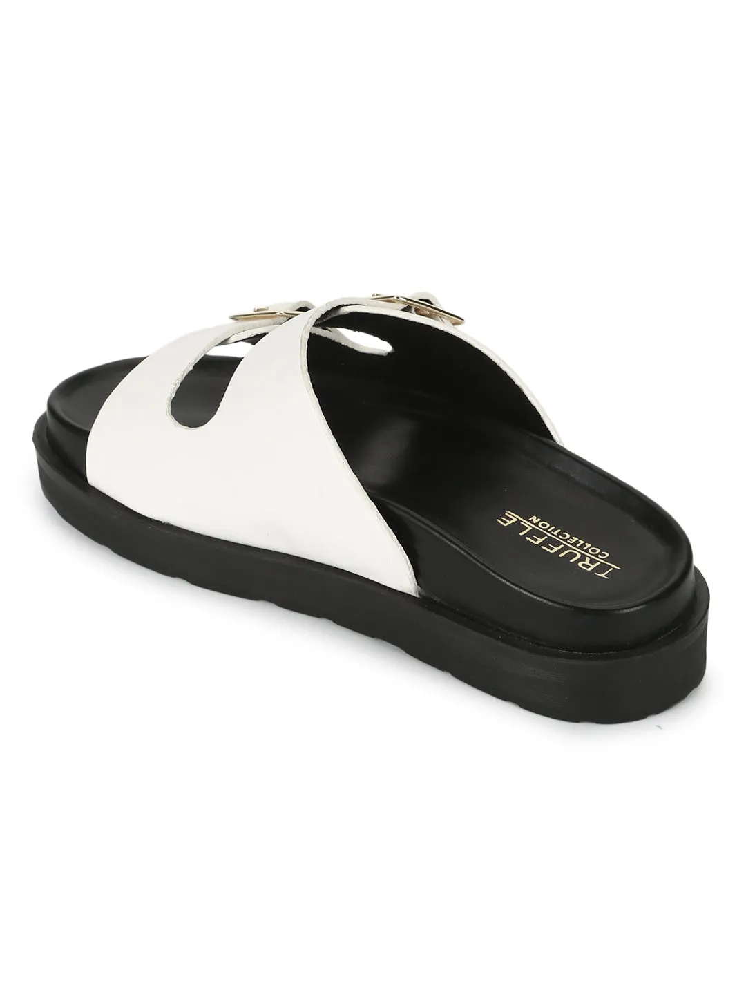 Weiße PU-Seitenverschluss-Sandalen