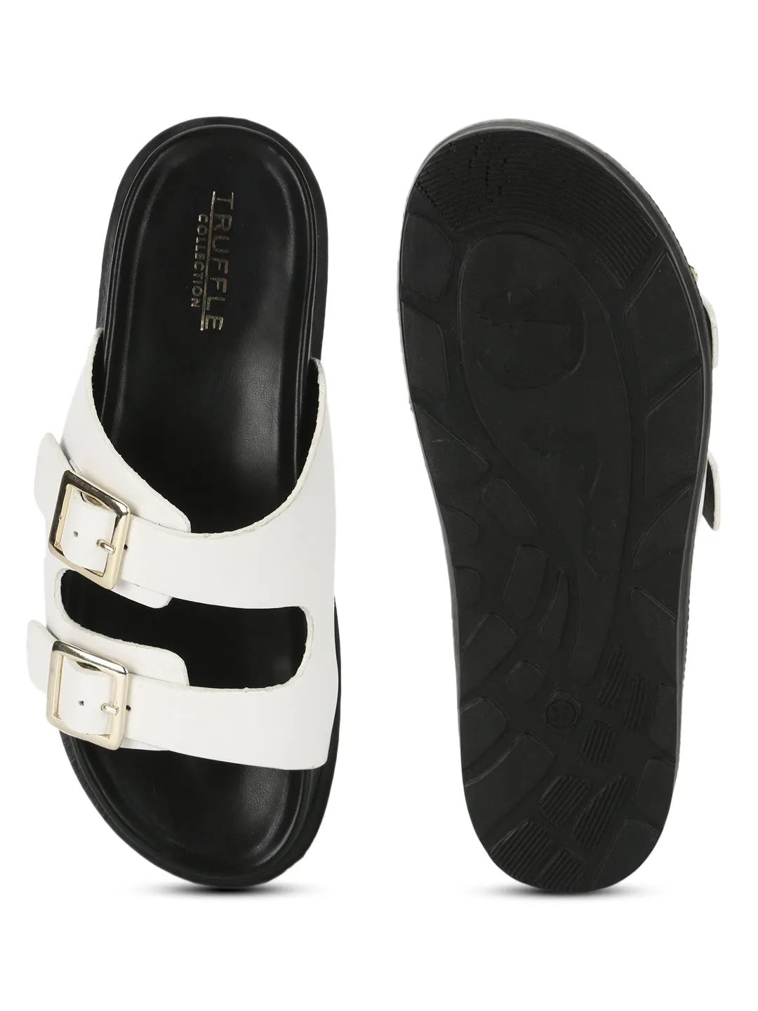 Weiße PU-Seitenverschluss-Sandalen