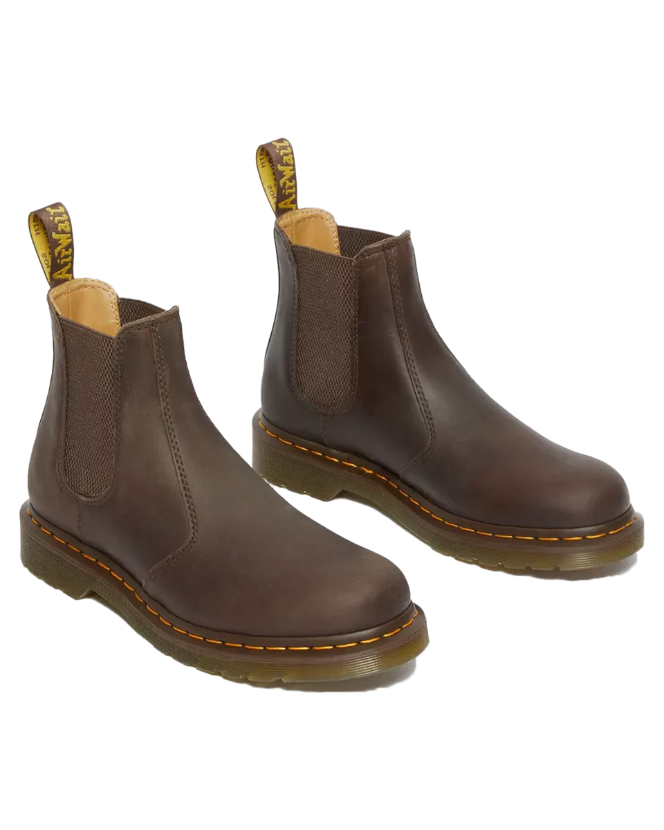 Damen 2976 Gelbe Naht Crazy Horse Chelsea Boot in Dunkelbraun