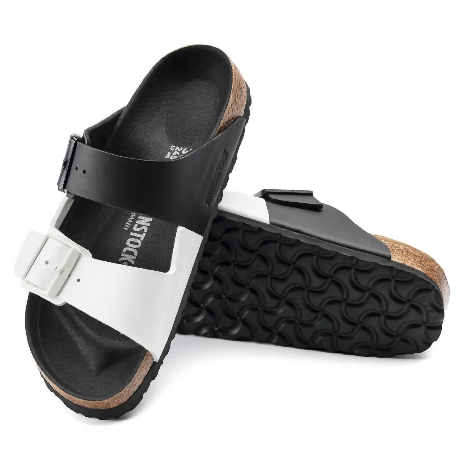 Arizona Split Birko-Flor Sandalen für Damen - Regular/wide in Schwarz/Weiß