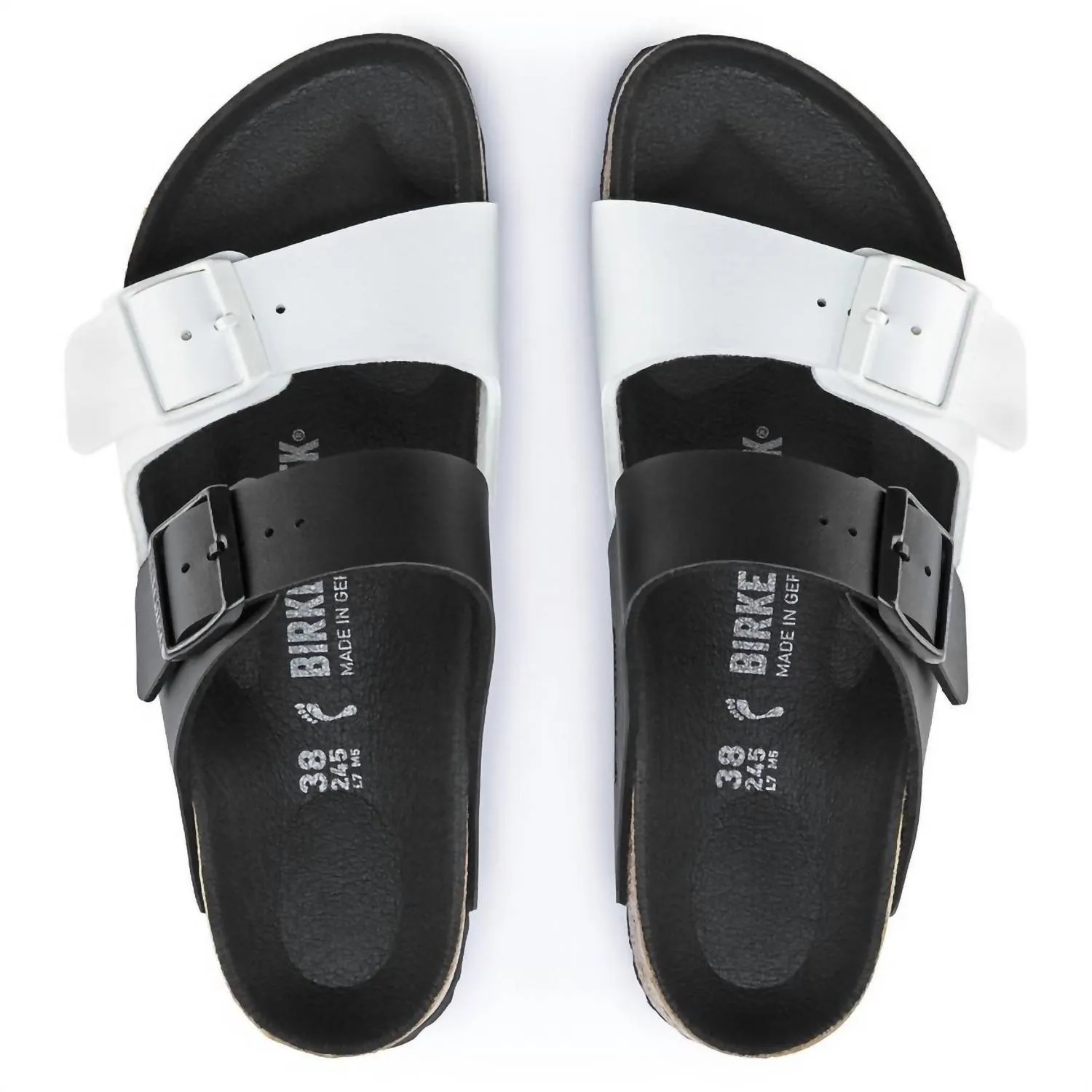 Arizona Split Birko-Flor Sandalen für Damen - Regular/wide in Schwarz/Weiß