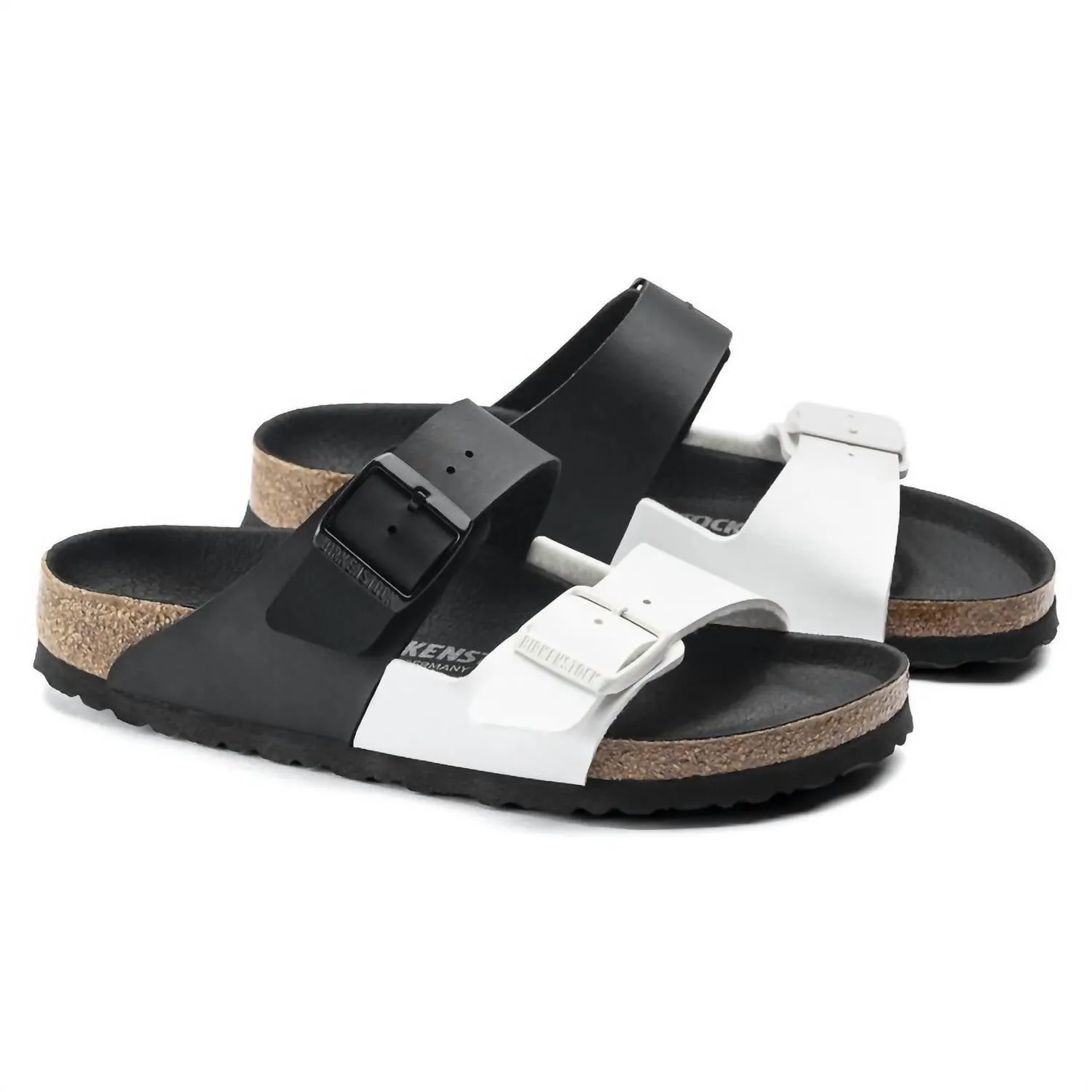 Arizona Split Birko-Flor Sandalen für Damen - Regular/wide in Schwarz/Weiß