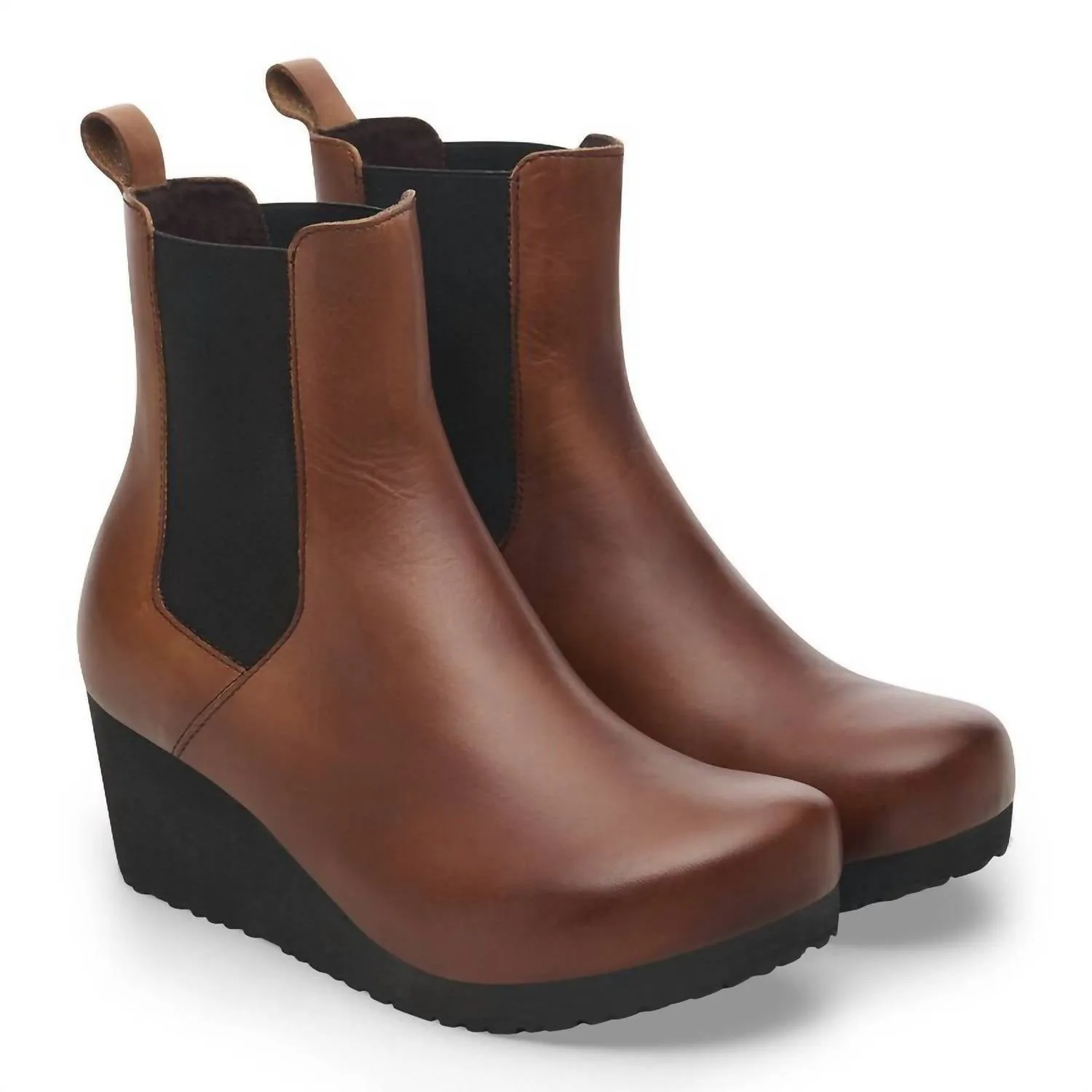 Damen Ebba Keilabsatz Stiefeletten in Schwarz / Cognac