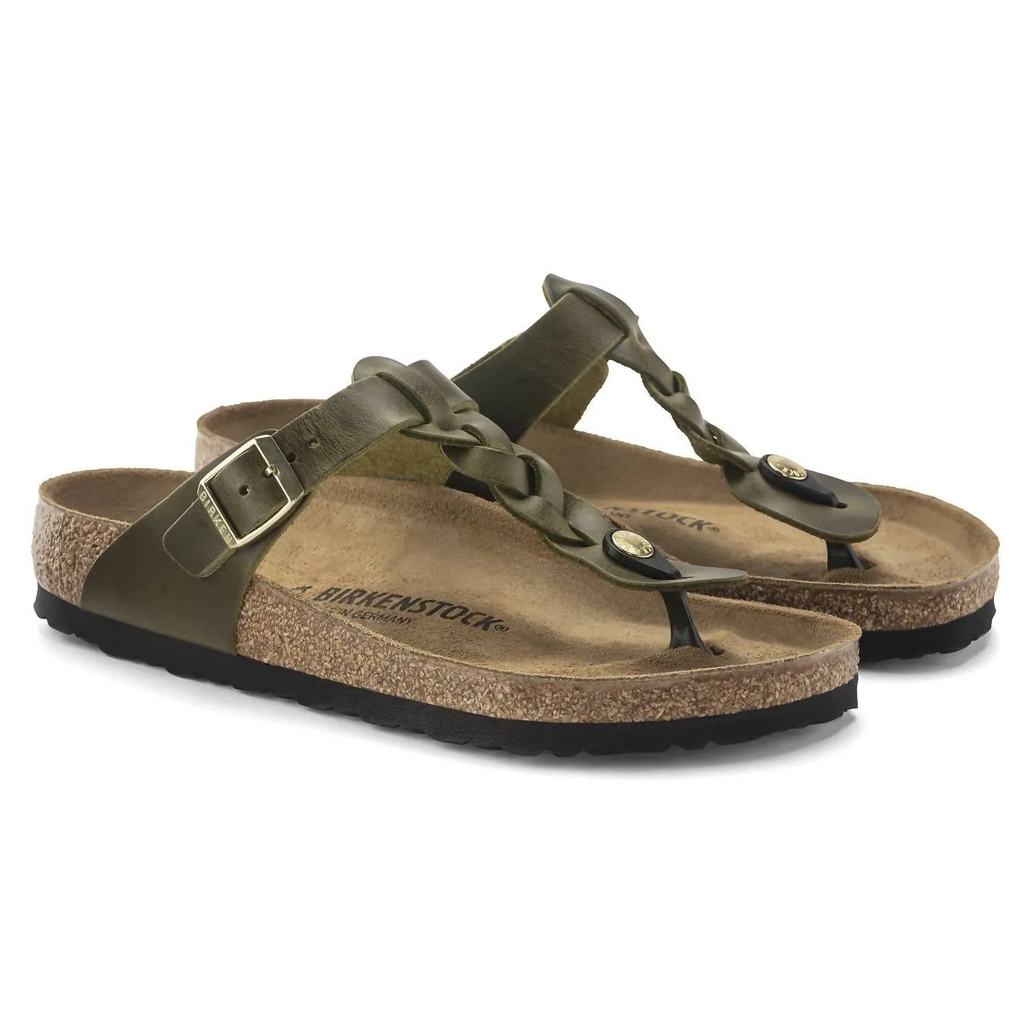 Frauen Gizeh Geflochtene Sandalen in Grün Olive