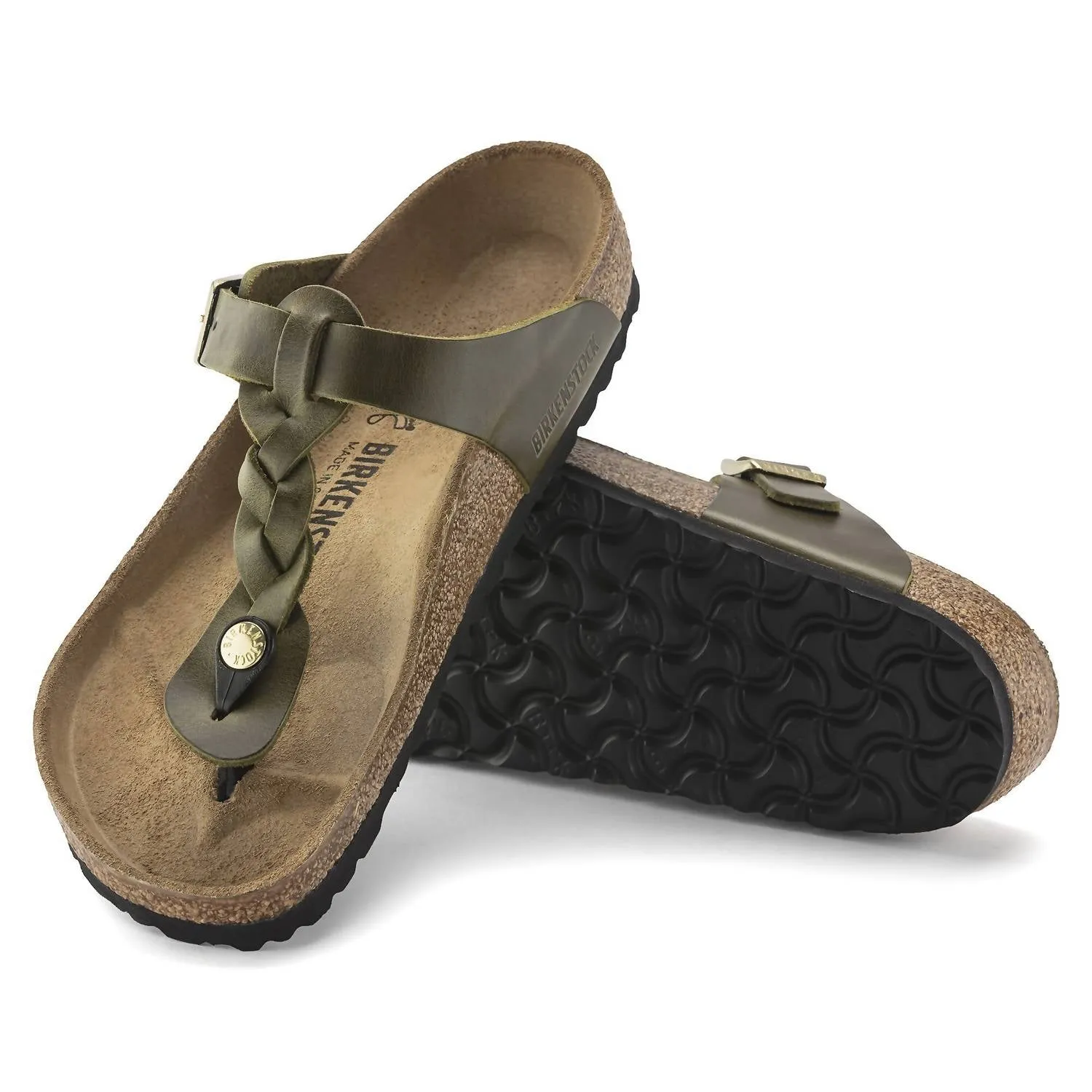 Frauen Gizeh Geflochtene Sandalen in Grün Olive