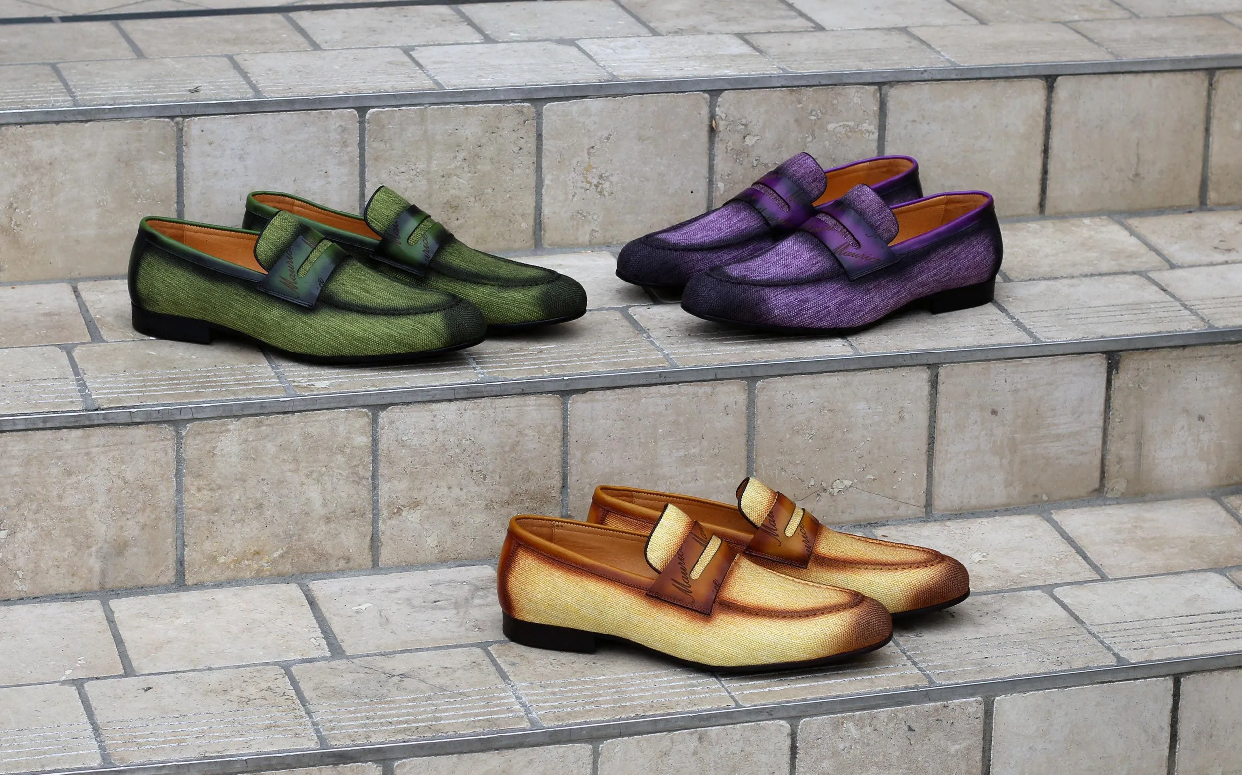 Geflochtener Canvas & Kalbsleder Slip-On Loafer Olive